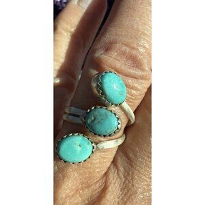 NWT Artisan Royston Turquoise 3 Stone By Pass Statement Ring Sterling Silver  SW